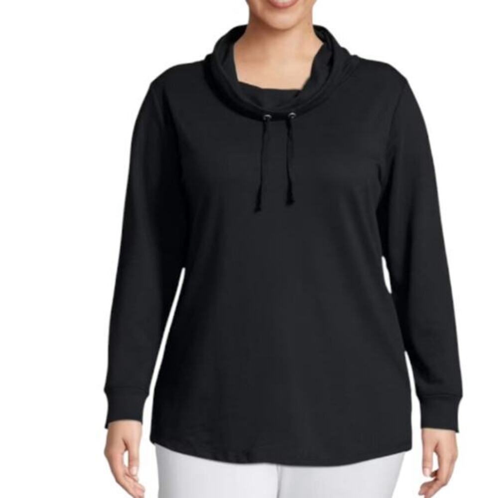 Magaschoni Black Cowl Neck Hooded Long Sleeve Cozy Top Hoodie Plus Size 2X New